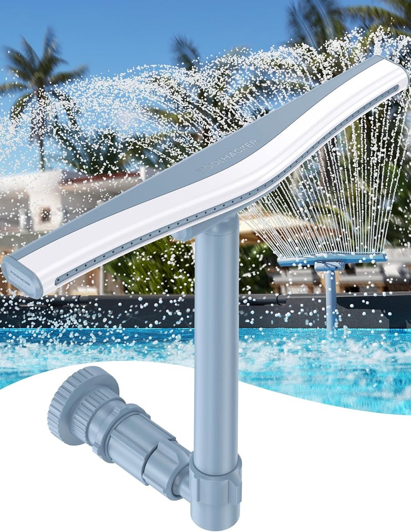 POOLHACKER Original Pool Sprinkler Fountains for Above and In-ground Pools, Adjustable Whale Tail Waterfall Wide Width for Relaxation & Cooling, 10-20 Degrees, Gray - Image 1